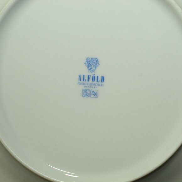 Set of 4 Alfold Yellow Blue Filigree Hungarian Porcelain 8" Salad Plates - Picture 4 of 5